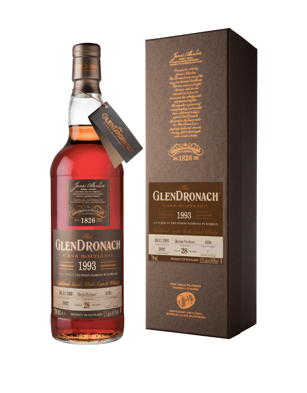 GLENDRONACH 28 YEAR OLD, 1993 CASK #4195 SINGLE MALT SCOTCH WHISKY