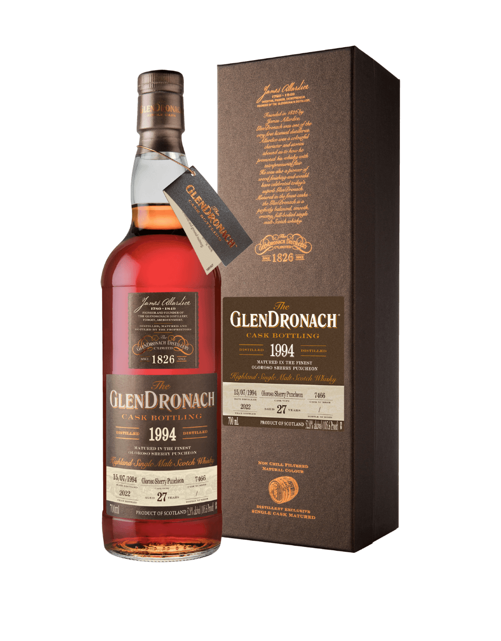GLENDRONACH 27 YEAR OLD, 1994 CASK #7466 SINGLE MALT SCOTCH WHISKY