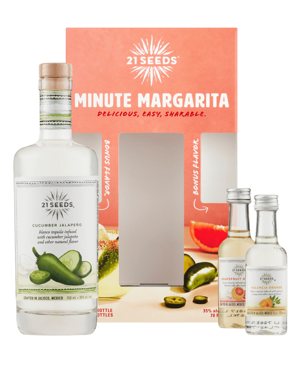 21SEEDS CUCUMBER JALAPEÑO, GRAPEFRUIT HIBISCUS & VALENCIA ORANGE INFUSED TEQUILA PACK