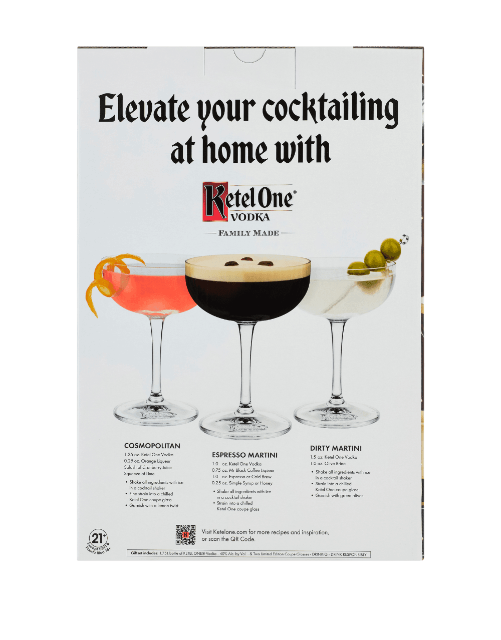 KETEL ONE VODKA WITH 2 COUPE GLASSES