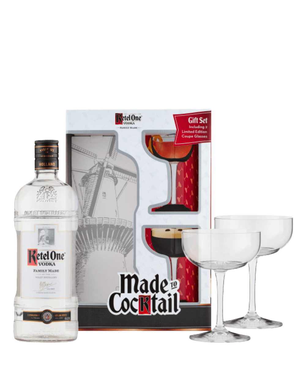 KETEL ONE VODKA WITH 2 COUPE GLASSES