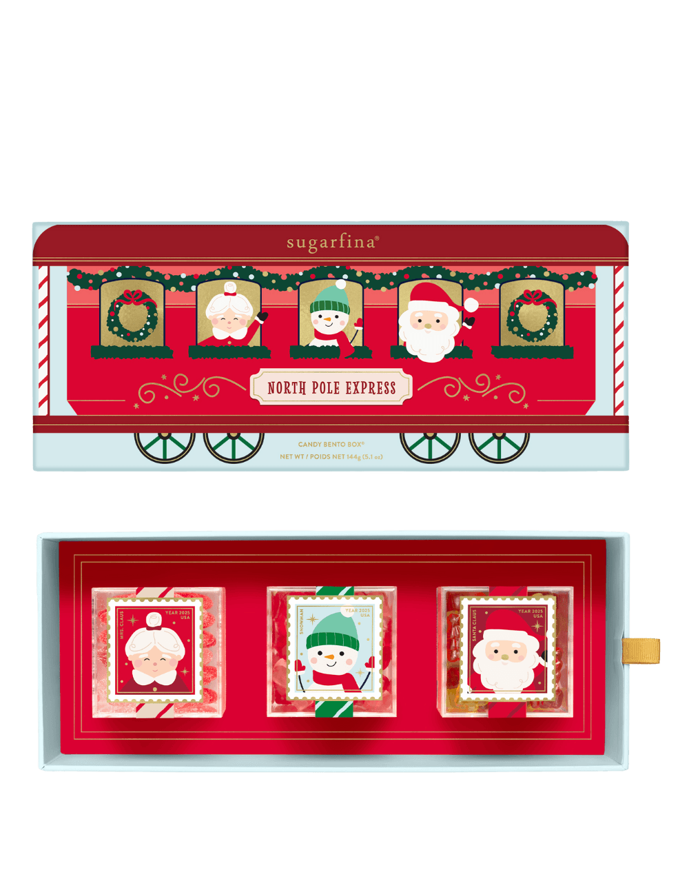 SUGARFINA SANTA & FRIENDS 3 PIECE CANDY BENTO BOX