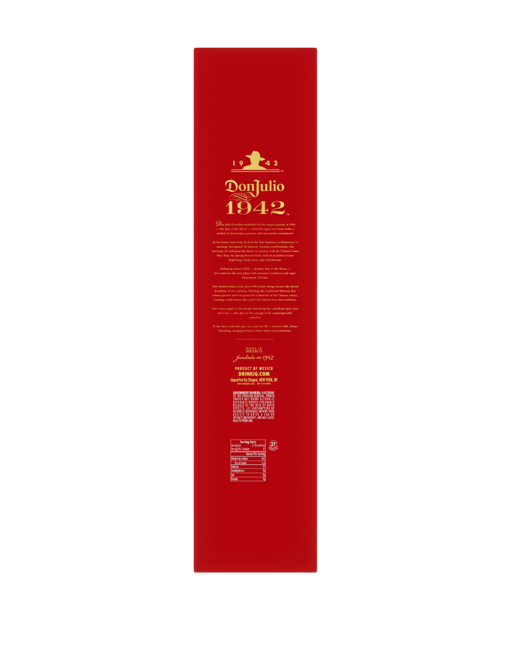 LIMITED TEQUILA DON JULIO 1942 YEAR OF THE HORSE LUNAR NEW YEAR EDITION