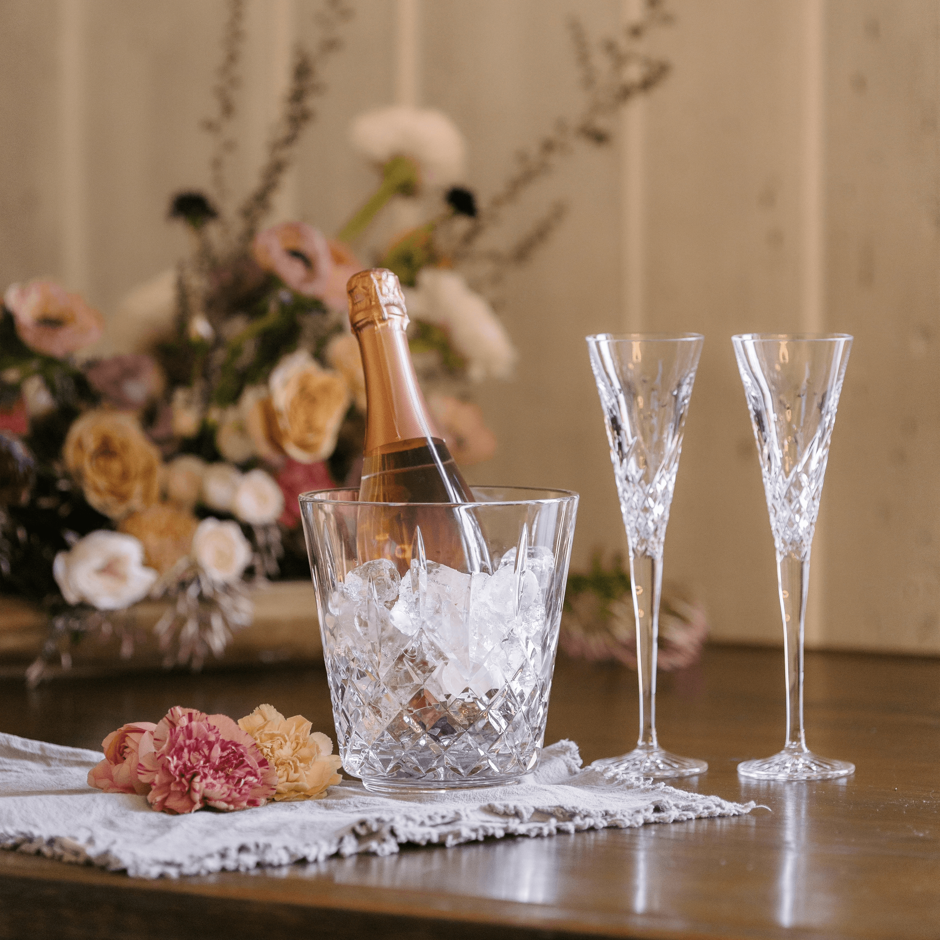 WATERFORD LISMORE ICE BUCKET & TONGS