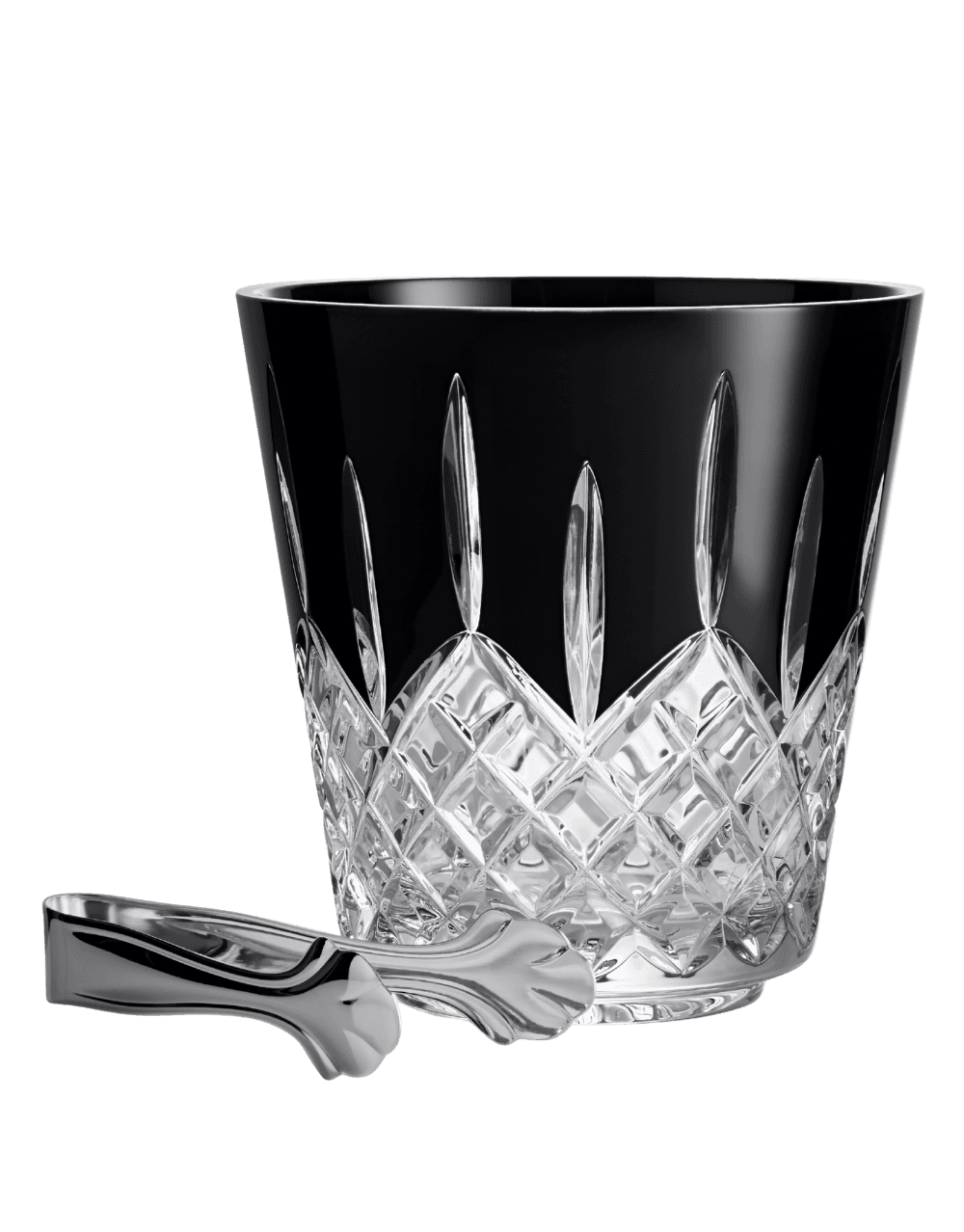 WATERFORD LISMORE BLACK ICE BUCKET & TONGS