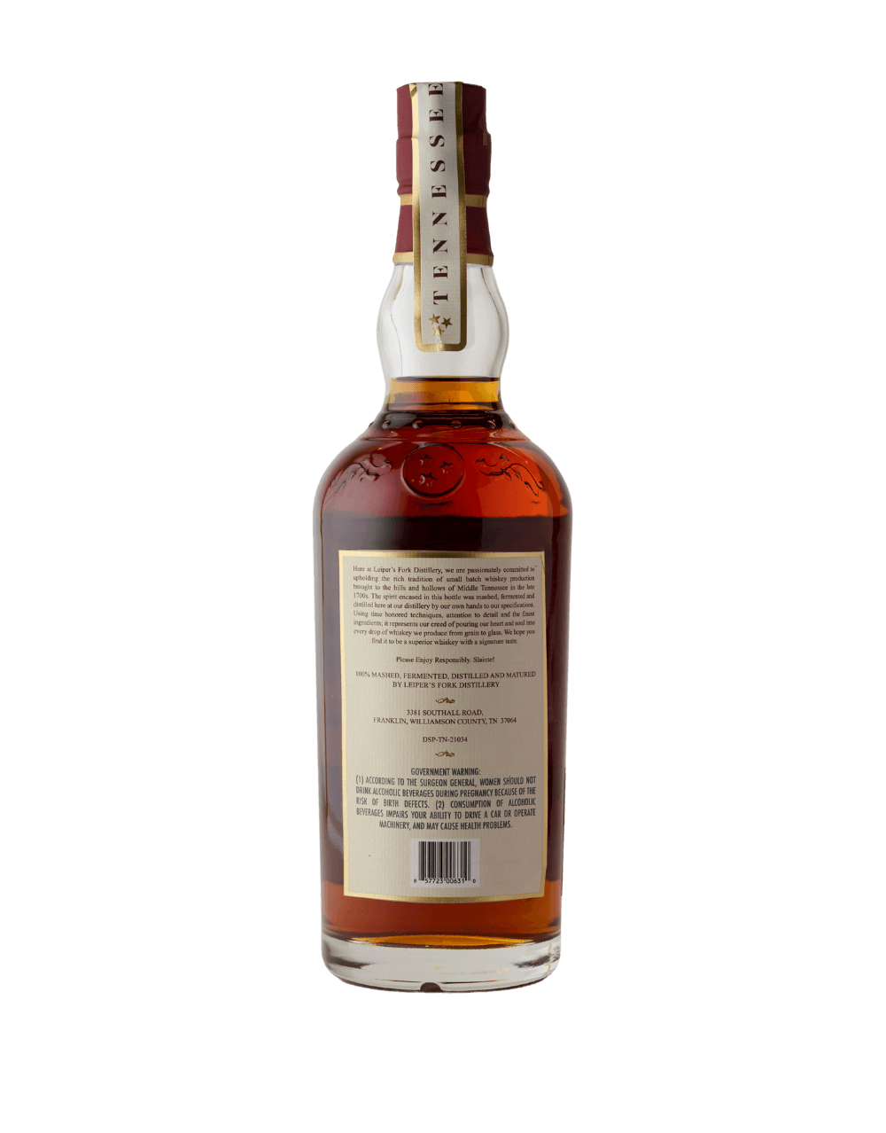 LEIPER'S FORK BOTTLE IN BOND TENNESSEE WHISKEY