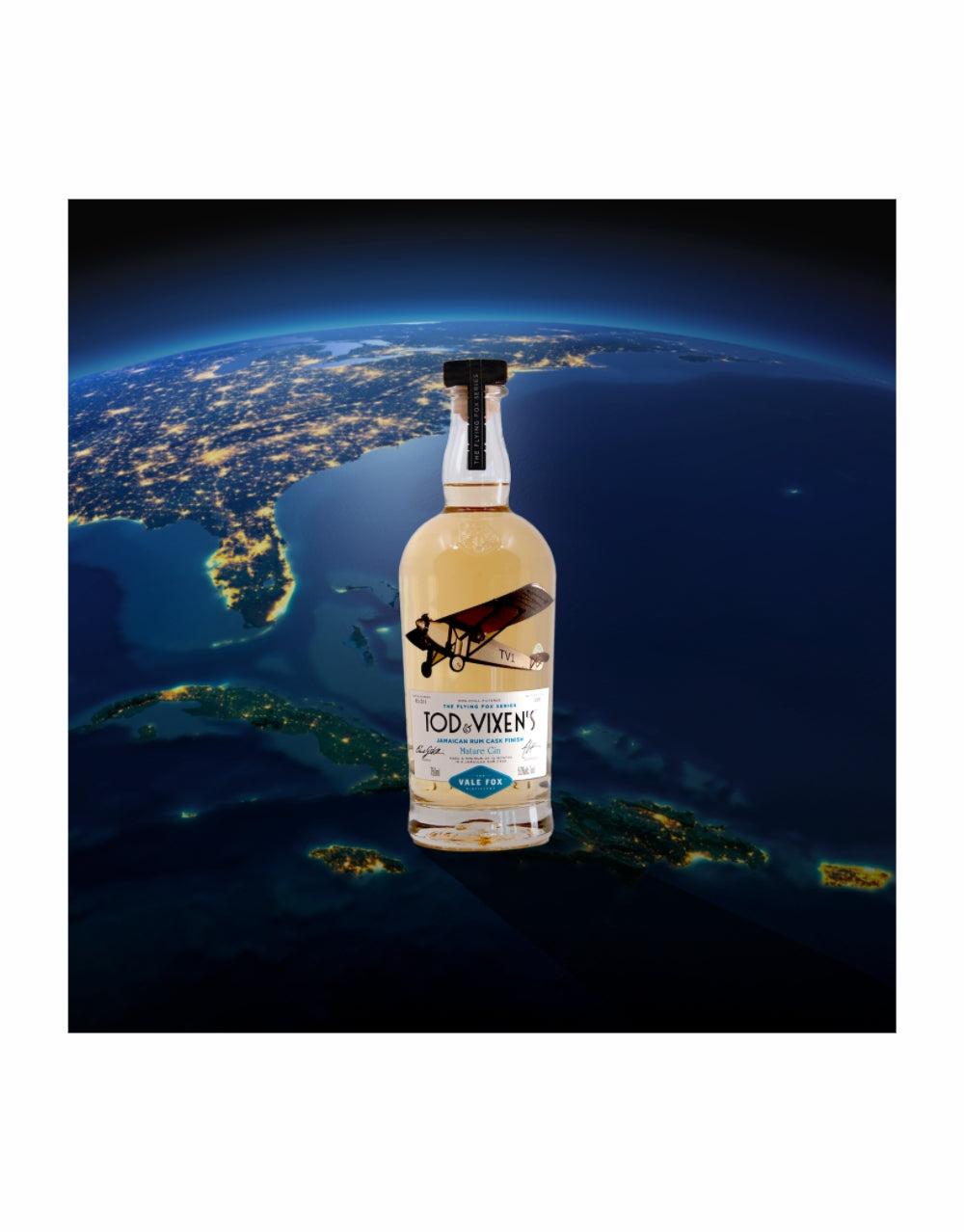 TOD & VIXEN'S THE FLYING FOX SERIES JAMAICAN RUM CASK FINISH MATURE GIN