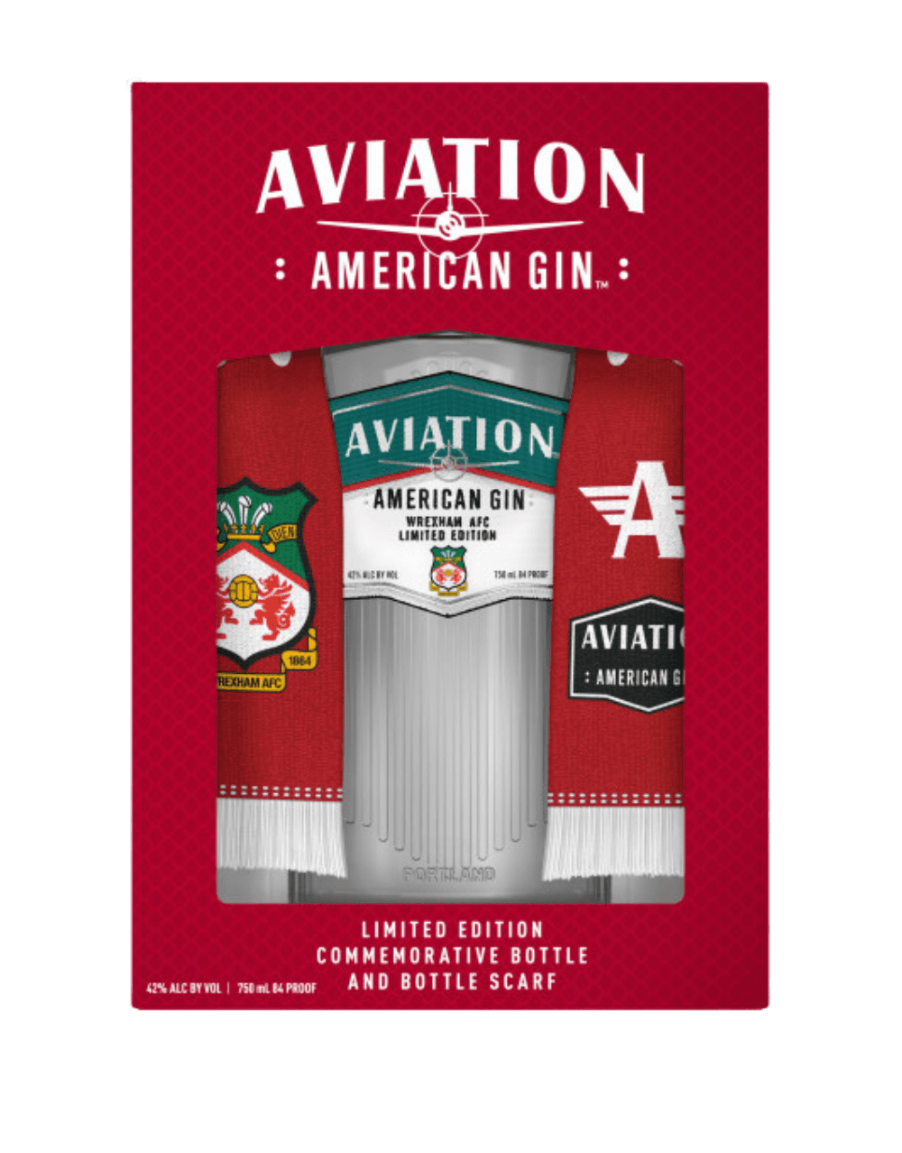 AVIATION AMERICAN GIN X WREXHAM A.F.C. LIMITED-EDITION BOTTLE WITH BOTTLE SCARF