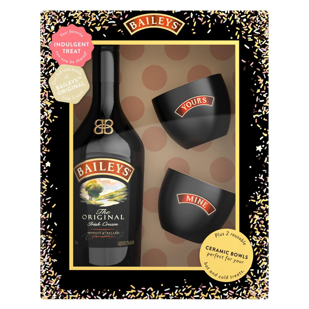 BAILEYS ORIGINAL IRISH CREAM LIQUEUR WITH TWO CERAMIC BOWLS