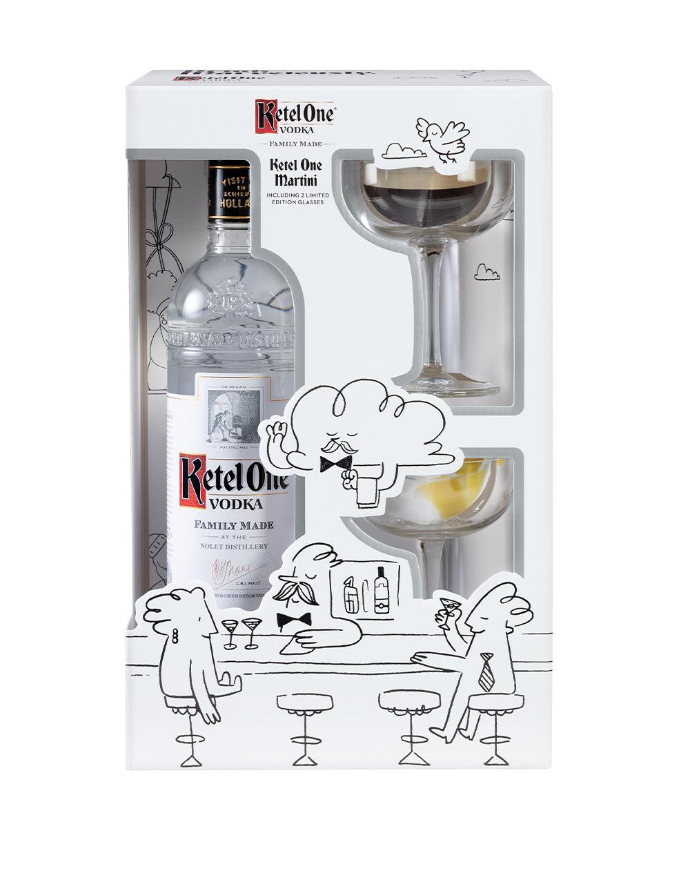 KETEL ONE VODKA WITH TWO LIMITED EDITION MARTINI GLASSES