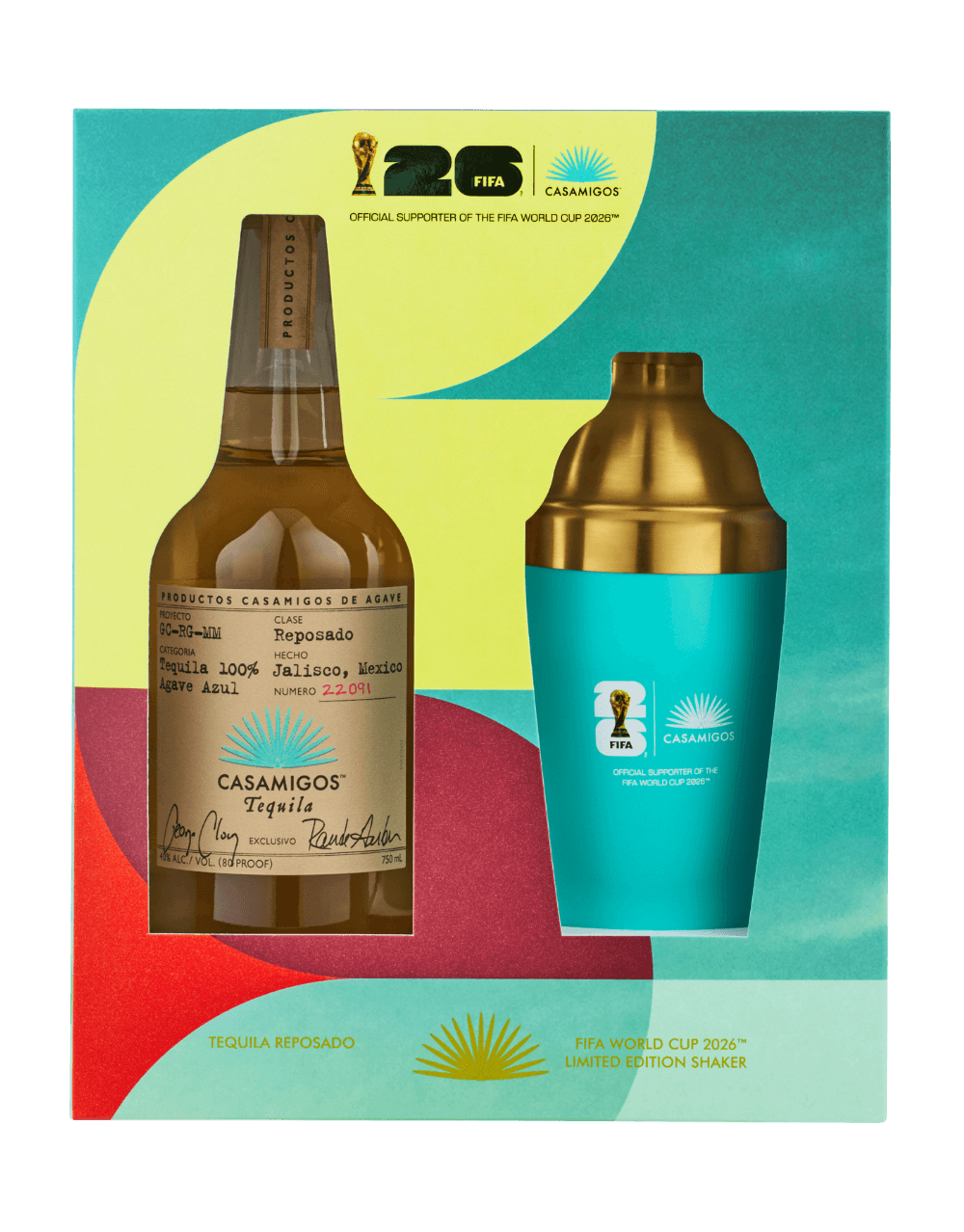 CASAMIGOS REPOSADO TEQUILA BOTTLE WITH FIFA WORLD CUP 2026™ COCKTAIL SHAKER