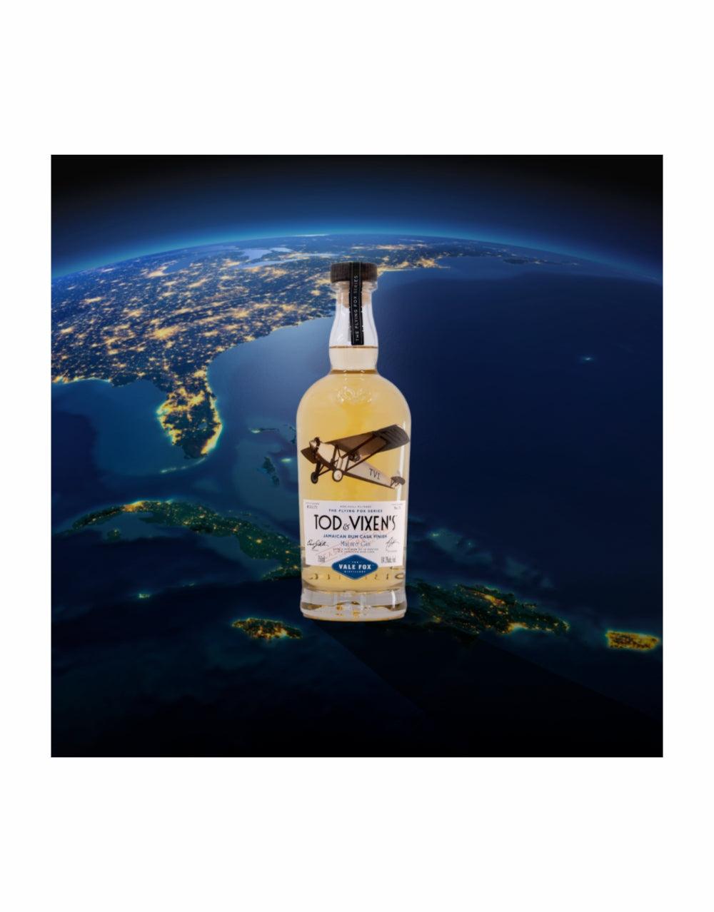 TOD & VIXEN'S THE FLYING FOX SERIES JAMAICAN RUM CASK FINISH MATURE GIN, CASK STRENGTH