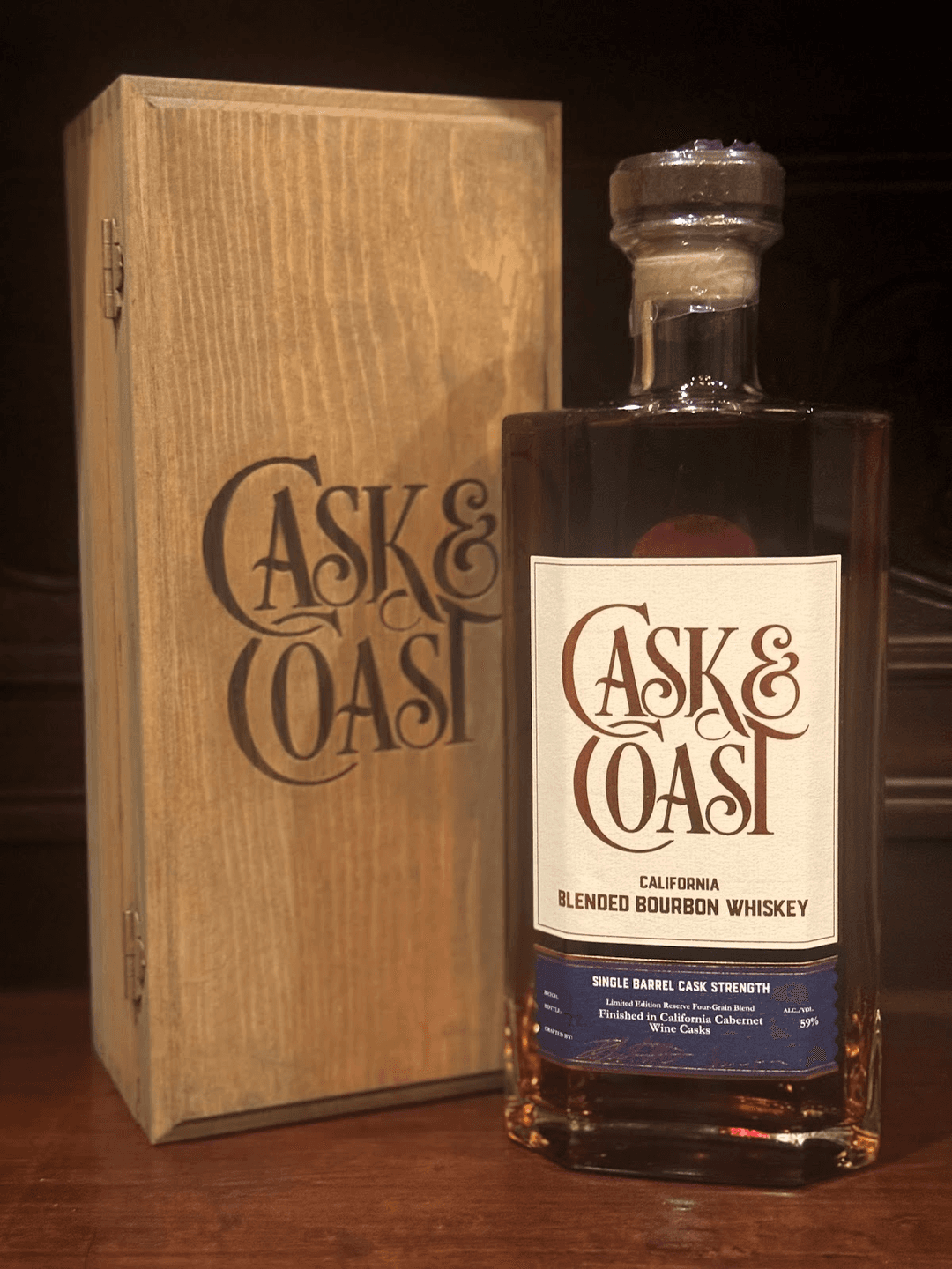 CASK & COAST ANNIVERSARY RELEASE SINGLE BARREL CABERNET CASK FINISH CALIFORNIA BOURBON