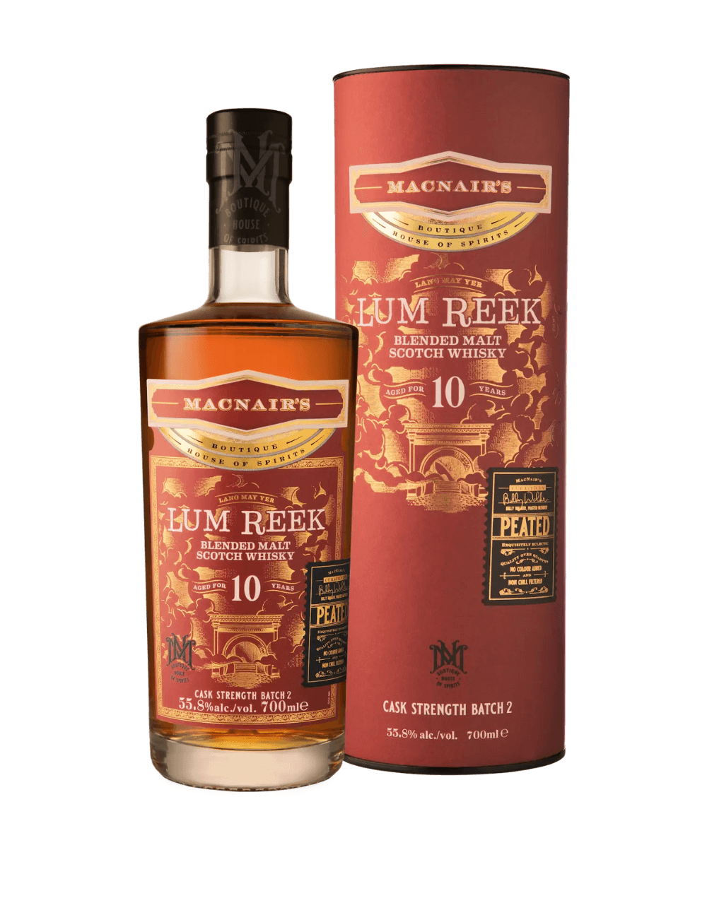 MACNAIR'S LUM REEK 10 YEAR OLD CASK STRENGTH PEATED BLENDED MALT