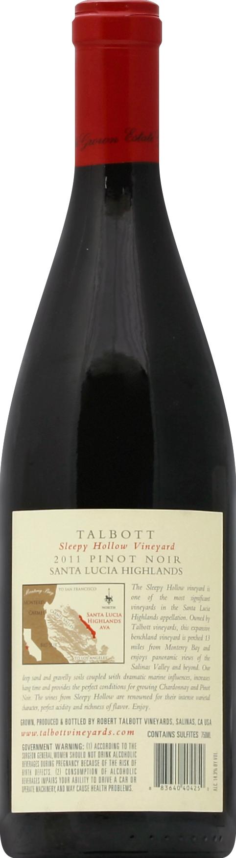 TALBOTT SANTA LUCIA HIGHLANDS SLEEPY HOLLOW VINEYARD PINOT NOIR RED WINE