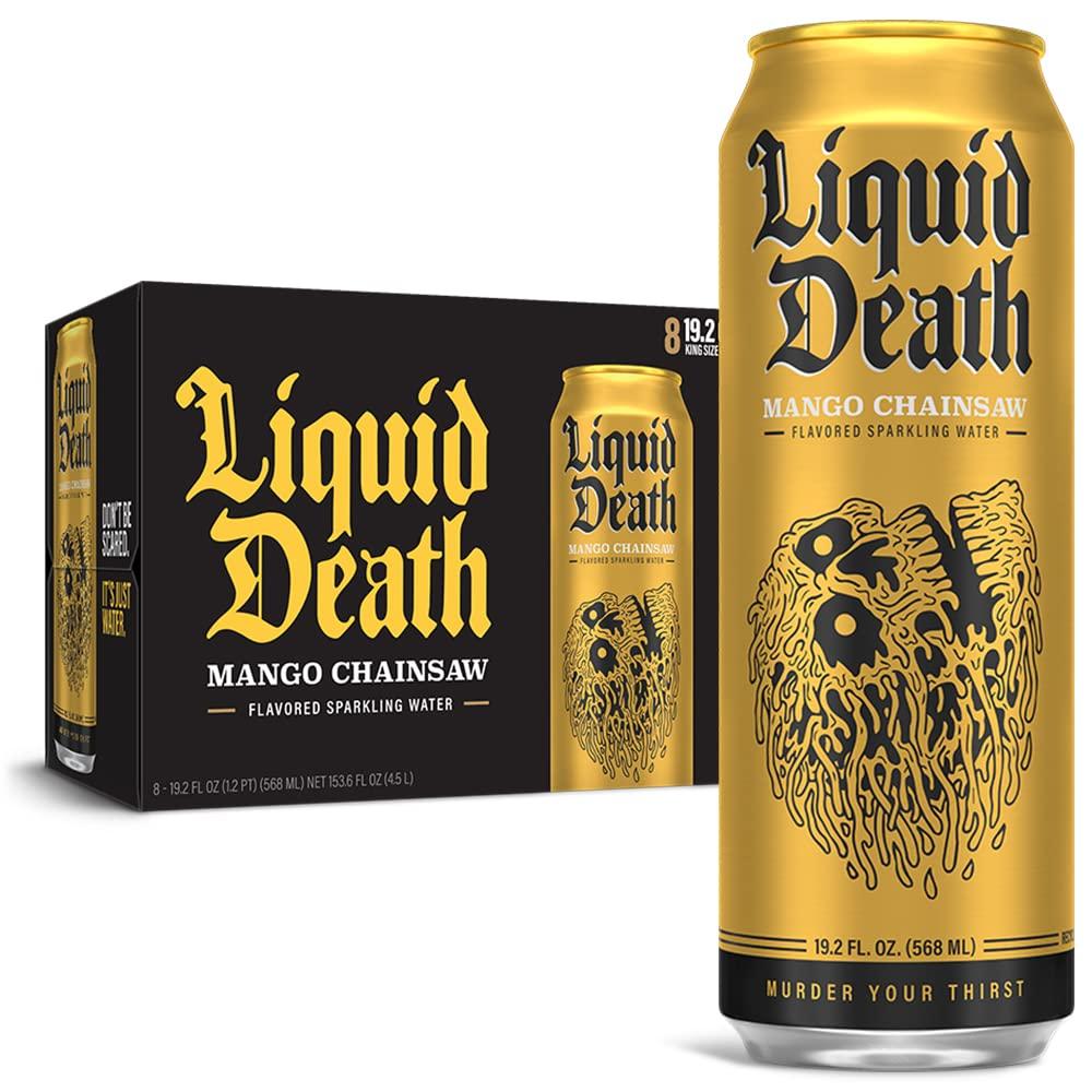 LIQUID DEATH SPARKLING WATER, MANGO CHAINSAW