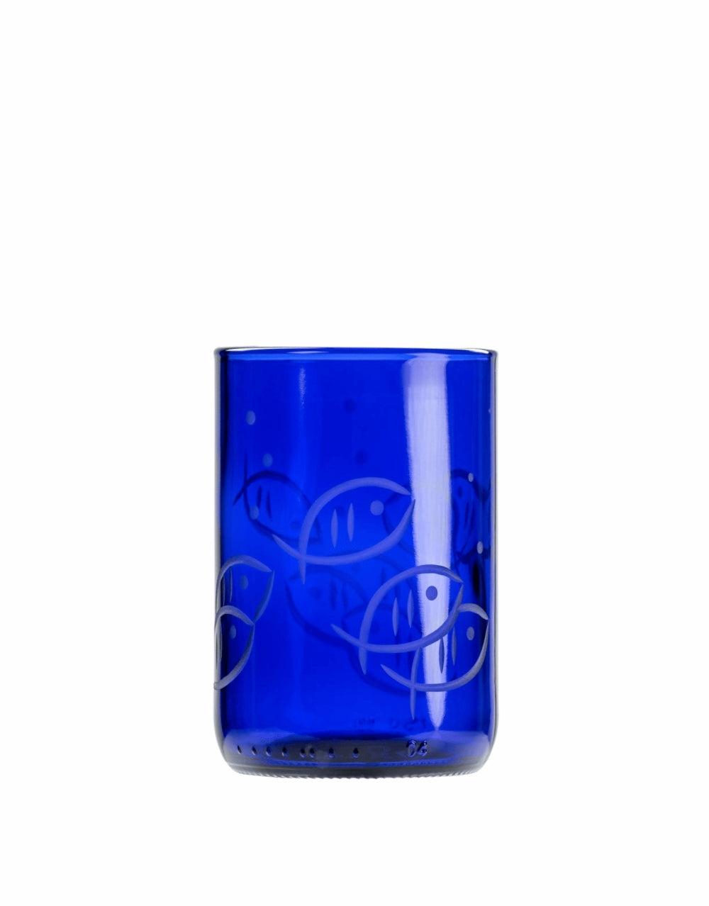 ROLF GLASS BLUE FISH RECYCLED TUMBLER
