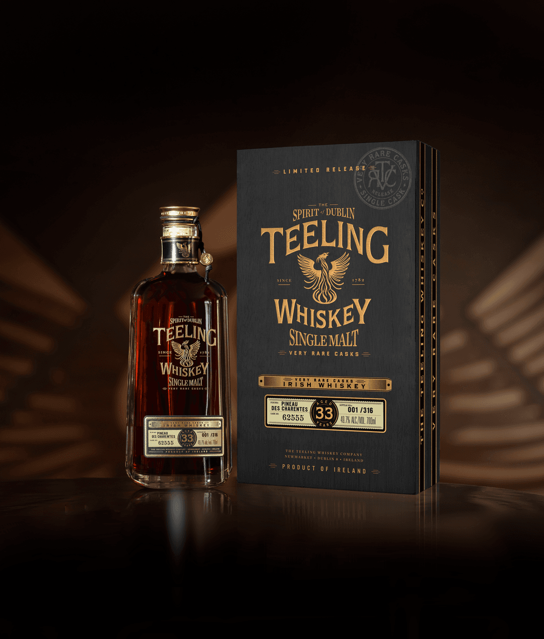 TEELING 33 YEAR OLD SINGLE MALT IRISH WHISKEY PINEAU DES CHARENTES FINISH