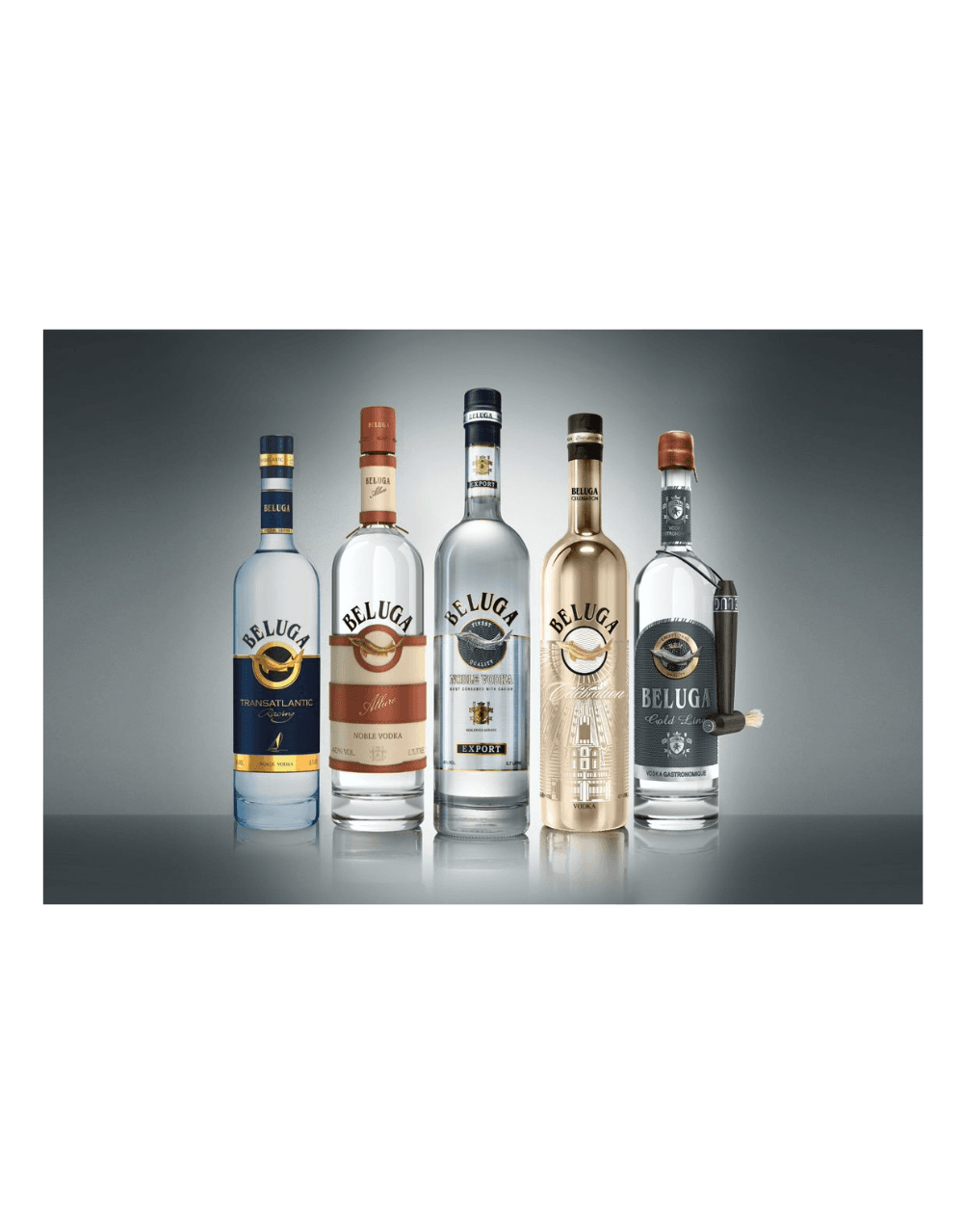 Beluga Noble Vodka and Rocks Glass With Color Fish Gift Set