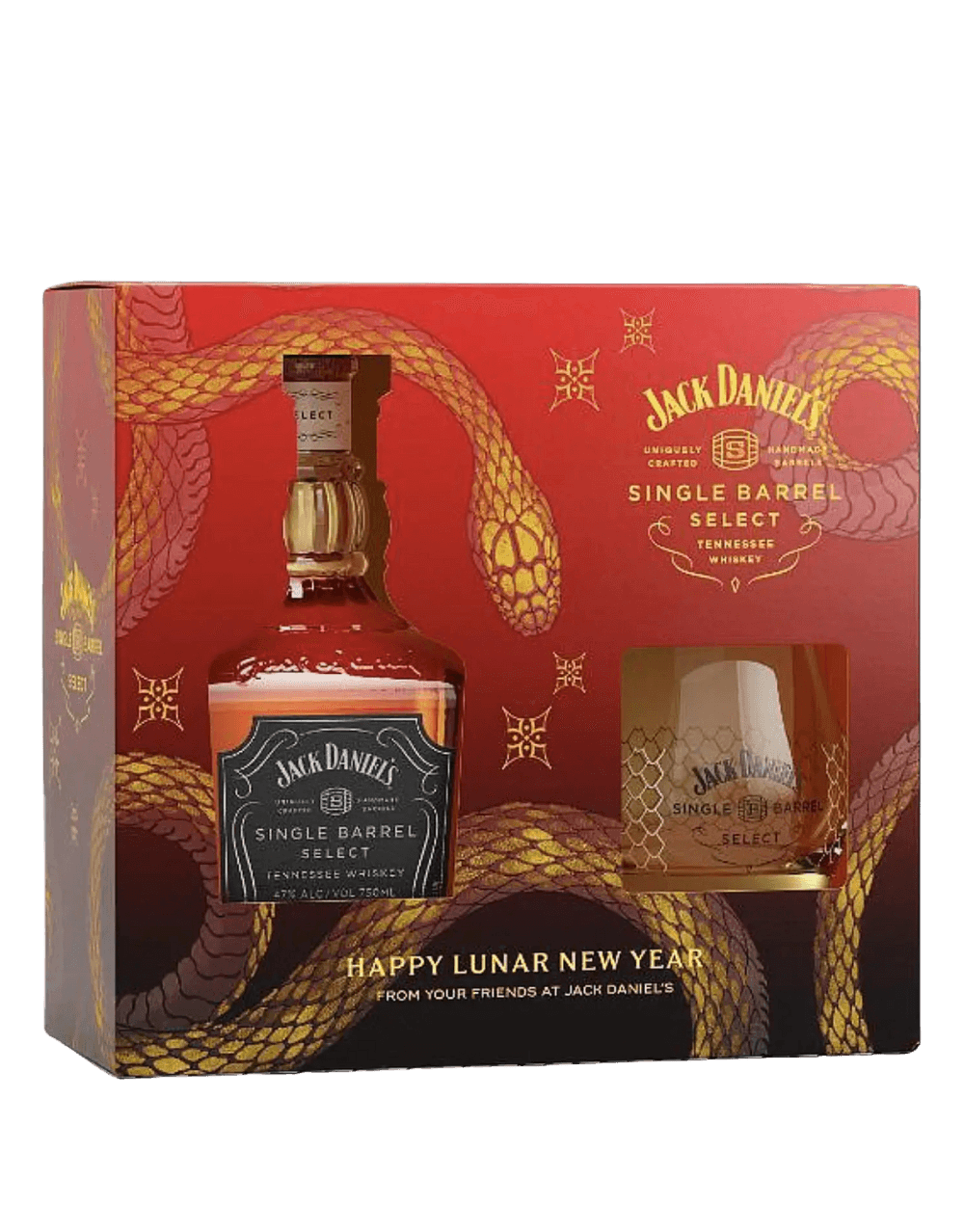 JACK DANIEL'S SINGLE BARREL SELECT TENNESSEE WHISKEY LUNAR NEW YEAR 2025 WITH GLASS