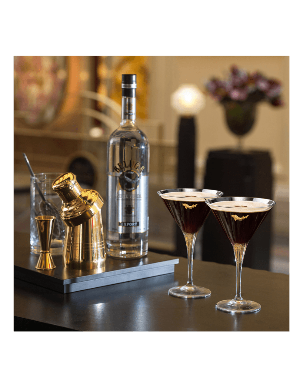 BELUGA NOBLE VODKA AND ROCKS GLASS WITH COLOR FISH GIFT SET