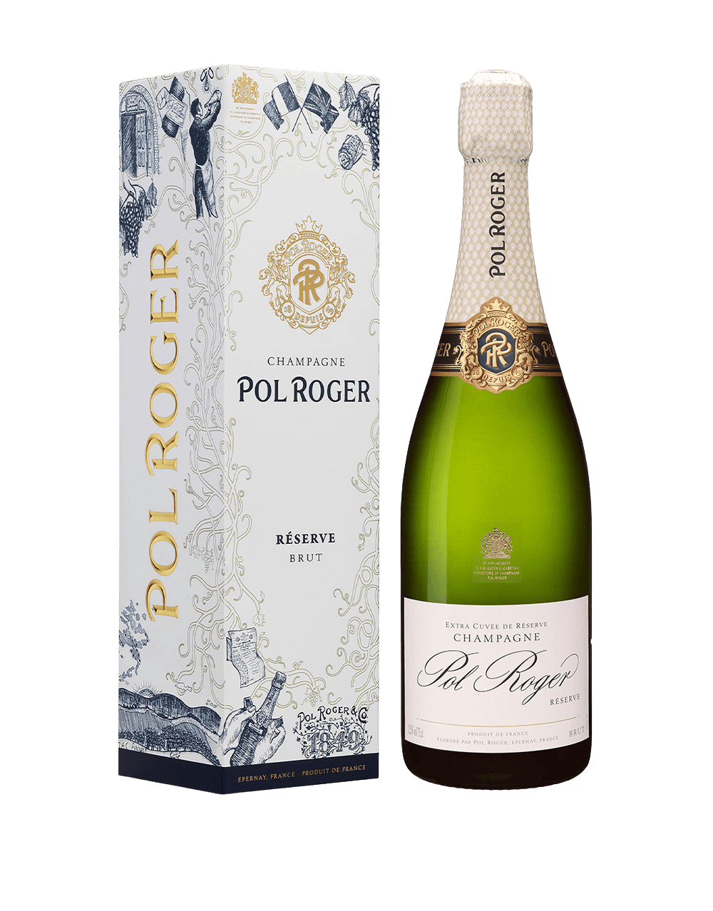 CHAMPAGNE POL ROGER BRUT RÉSERVE NV "WHITE FOIL" WITH GIFT BOX
