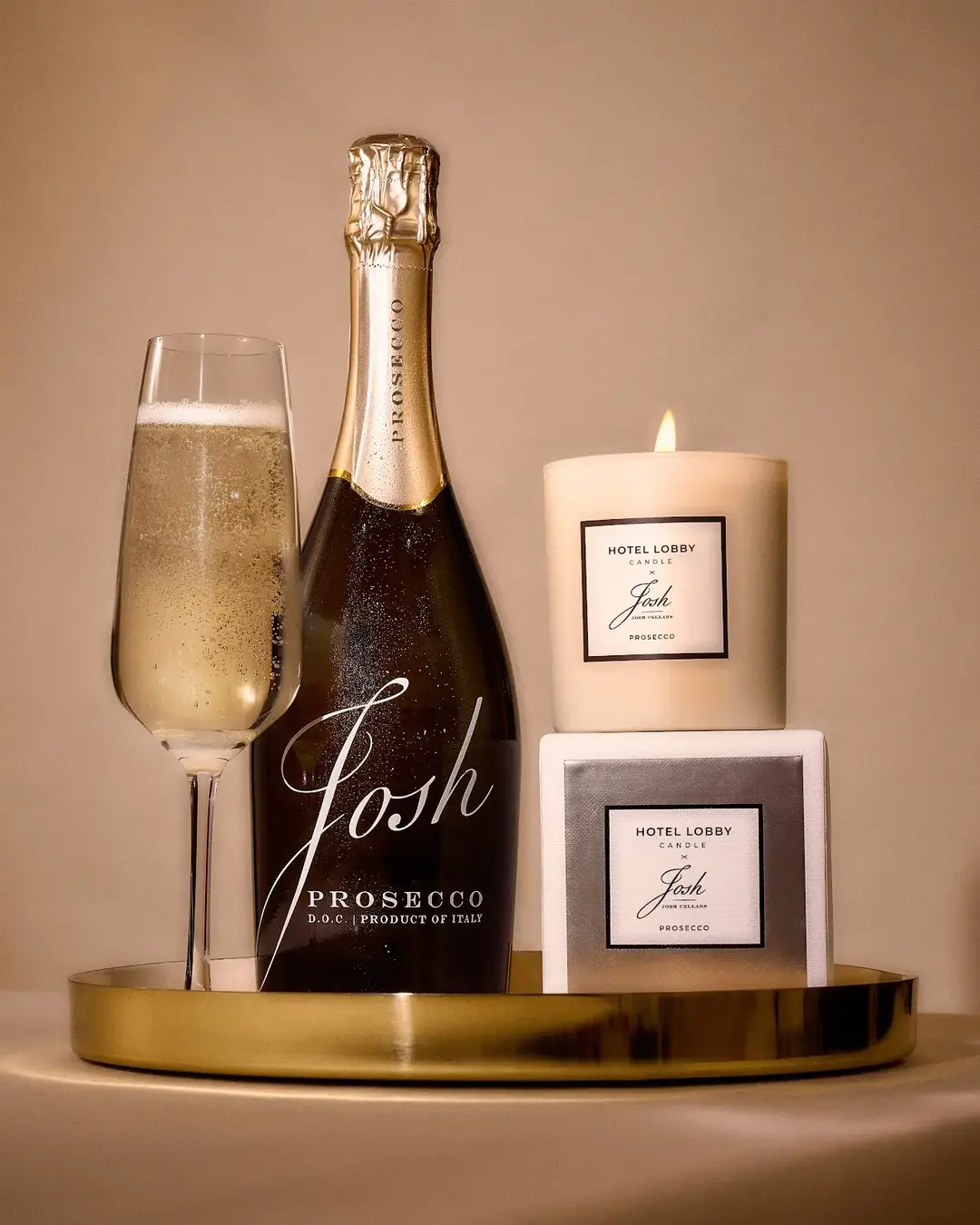 HOTEL LOBBY CANDLE X JOSH CELLARS PROSECCO SET