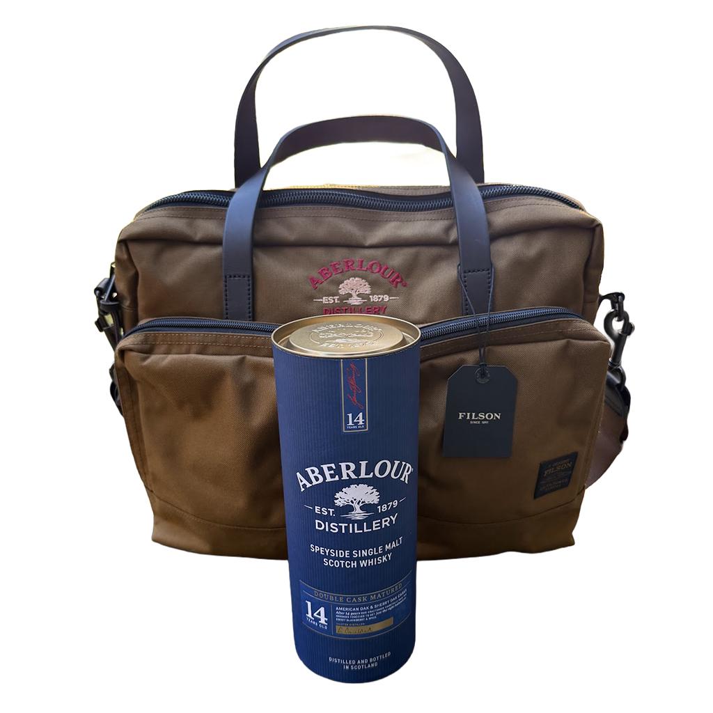 Aberlour 14-Year-Old Scotch Whiskey x Filson Dryden Briefcase Set