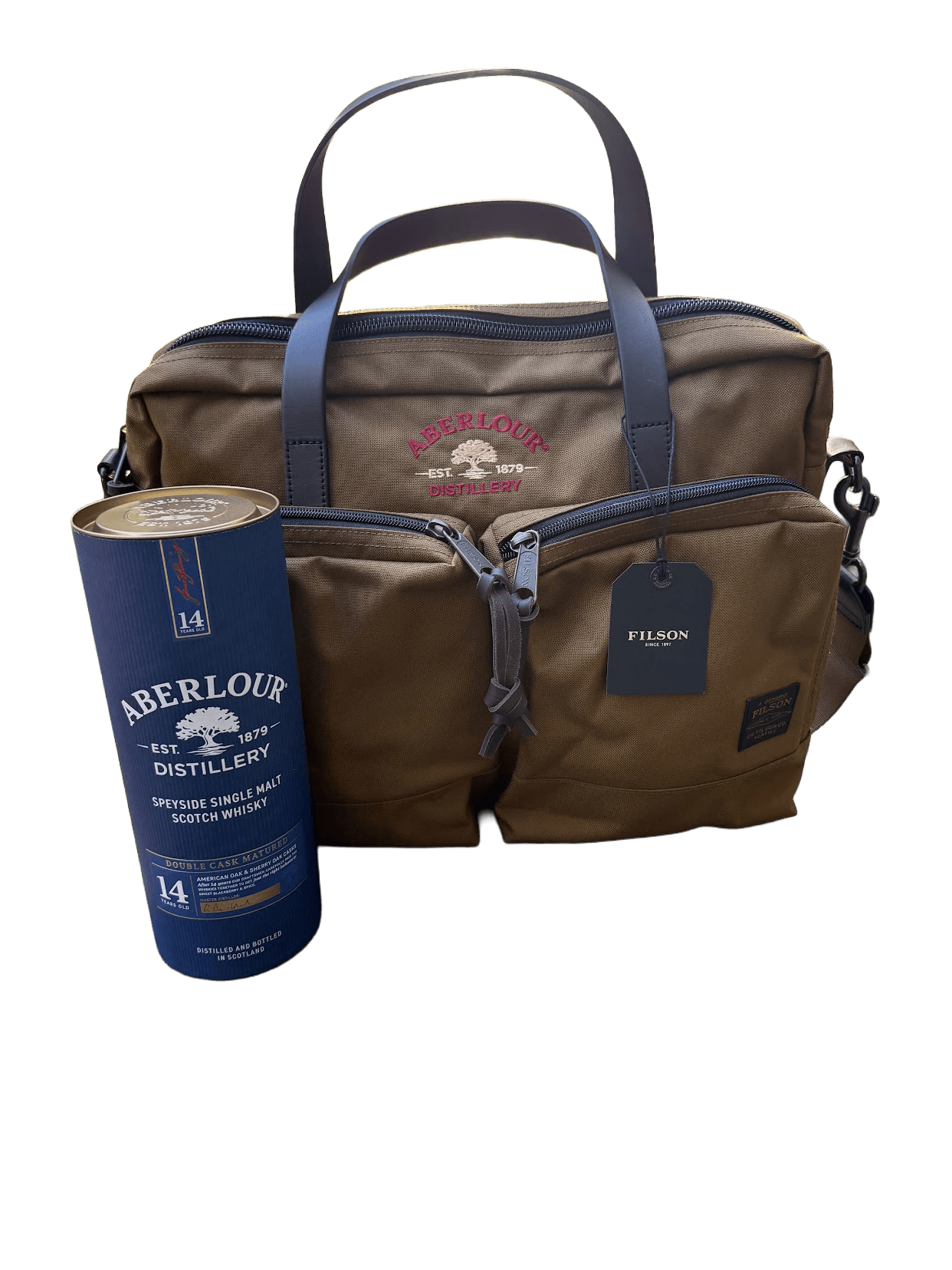 Aberlour 14-Year-Old Scotch Whiskey x Filson Dryden Briefcase Set