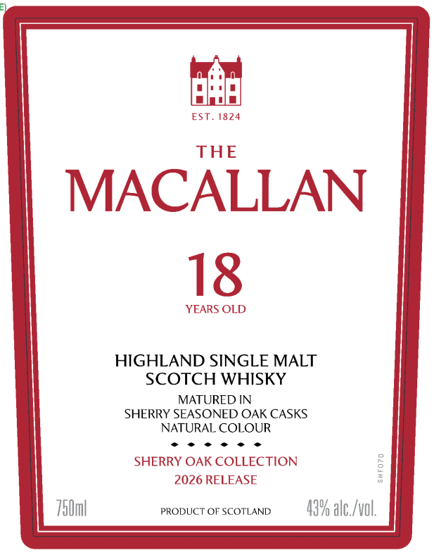 THE MACALLAN SHERRY OAK 18 YEARS OLD SINGLE MALT WHISKY 2026 RELEASE