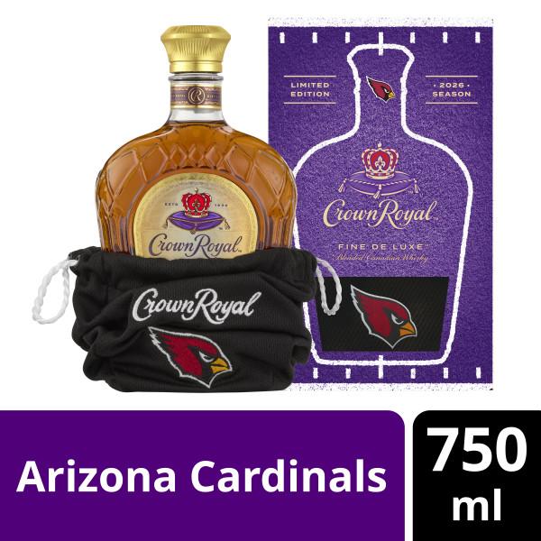 CROWN ROYAL FINE DE LUXE BLENDED CANADIAN WHISKY, 750 ML BOTTLE WITH ARIZONA CARDINALS BAG