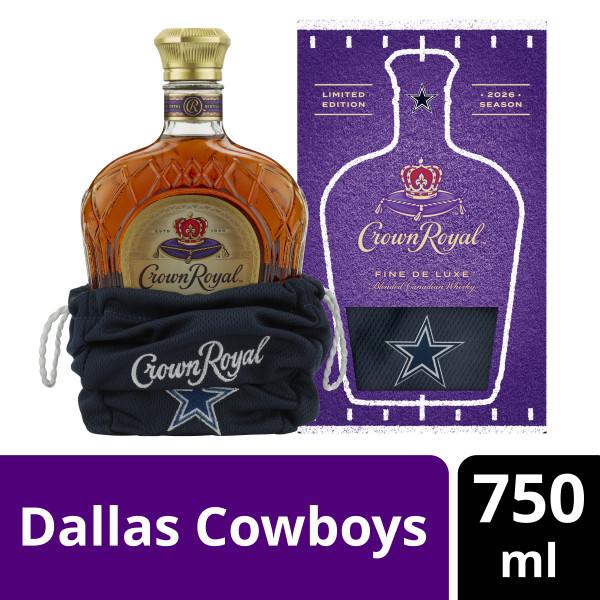 CROWN ROYAL FINE DE LUXE BLENDED CANADIAN WHISKY, 750 ML BOTTLE WITH DALLAS COWBOYS BAG