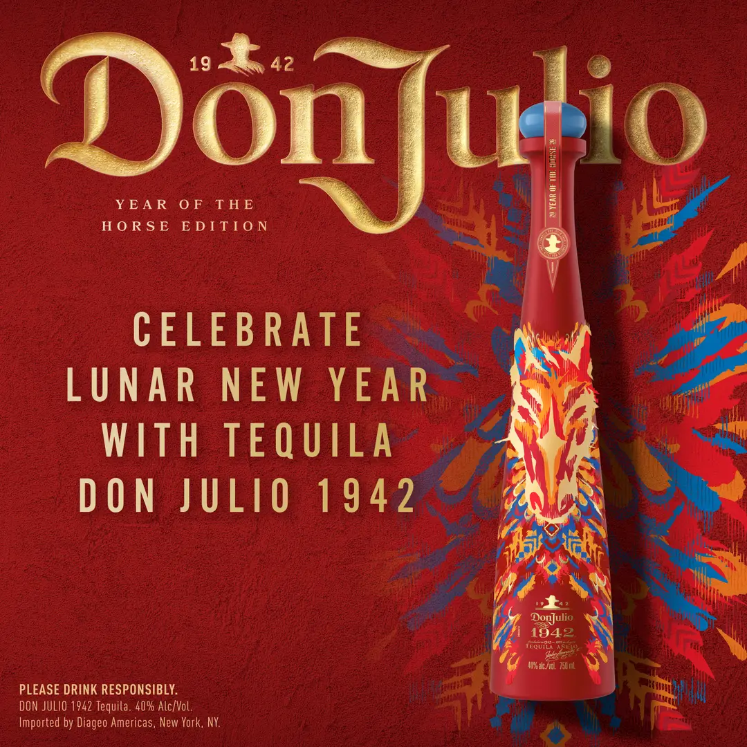 DON JULIO 1942 AÑEJO TEQUILA YEAR OF THE HORSE LUNAR NEW YEAR LIMITED EDITION DESIGN