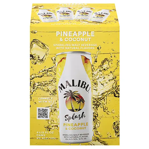 Malibu Splash Flavored Malt Beverage Pineapple & Coconut Sparkling Malt Beverage