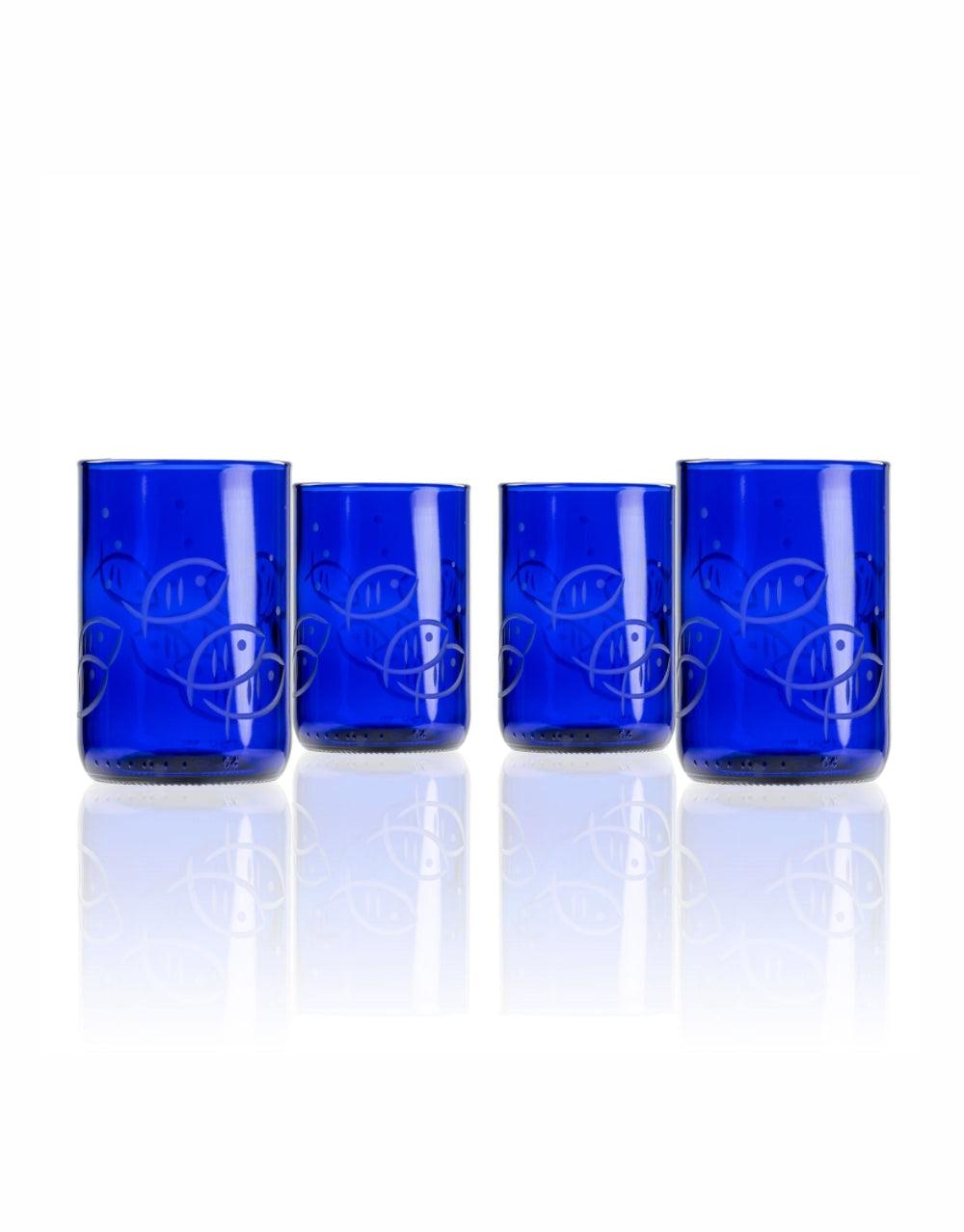 ROLF GLASS BLUE FISH RECYCLED TUMBLER