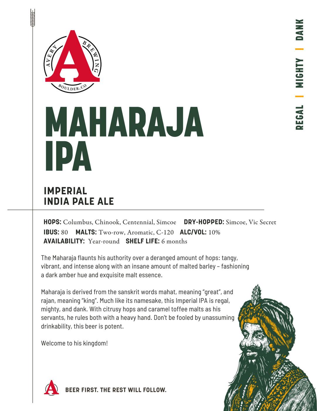 Avery Brewing Imperial India Pale Ale Maharaja Ipa