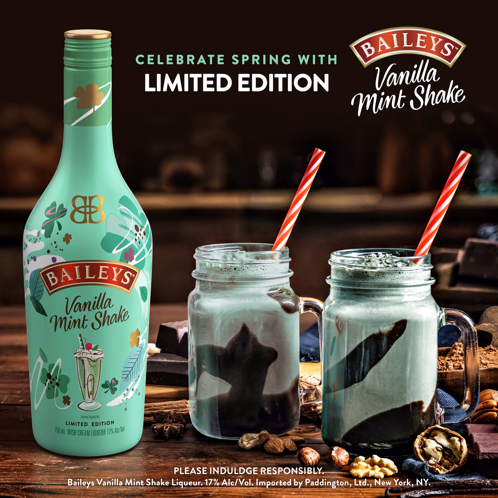 BAILEYS VANILLA MINT SHAKE IRISH CREAM LIQUEUR