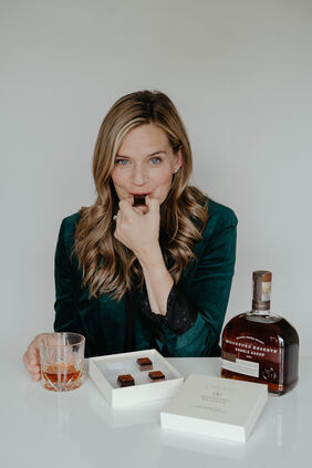 Woodford Reserve Double Oaked Bourbon and Compartés Limited Edition Chocolate Collection Bundle - Lifestyle