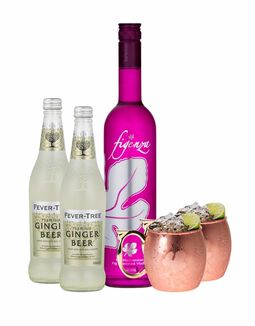 Figenza Mediterranean Fig Vodka with 2 Fever-Tree Ginger Beer and 2 Exclusive Branded Copper Mugs, , main_image