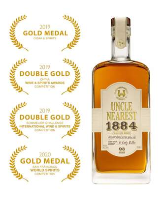 Uncle Nearest 1884 Small Batch Whiskey with 4 Markham Marquis by Waterford Double Old Fashioned Glasses, , main_image_2