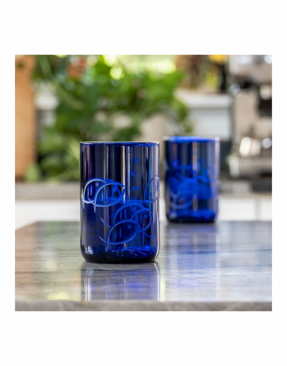 Rolf Glass Blue Fish Recycled Tumbler (Set of 4), , lifestyle_image