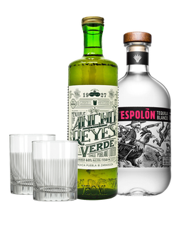 Espolòn Blanco with Ancho Reyes Verde and ReserveBar Rocks Glasses, , main_image