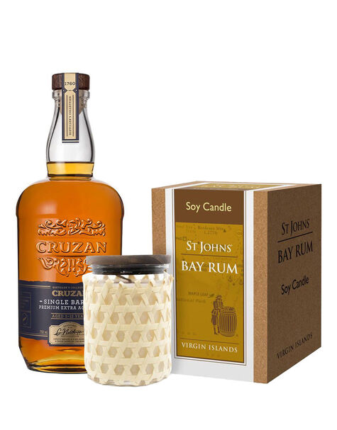 Cruzan Single Barrel Rum with St Johns Bay Rum Soy Candle - Main