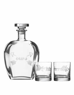 Rolf Glass His, Hers And Ours Whiskey Decanter and Rocks Glasses (Set of 3), , main_image