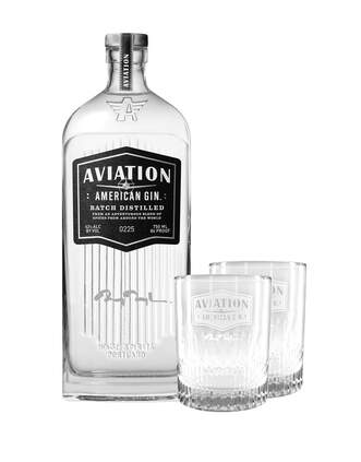 Aviation American Gin Ryan Reynolds Signature with Rolf Aviation Gin Branded Glasses - Main
