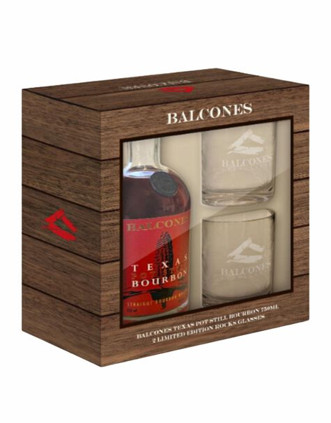 Balcones Texas Pot Still Bourbon with Limited Edition Balcones Rocks Glasses, , main_image