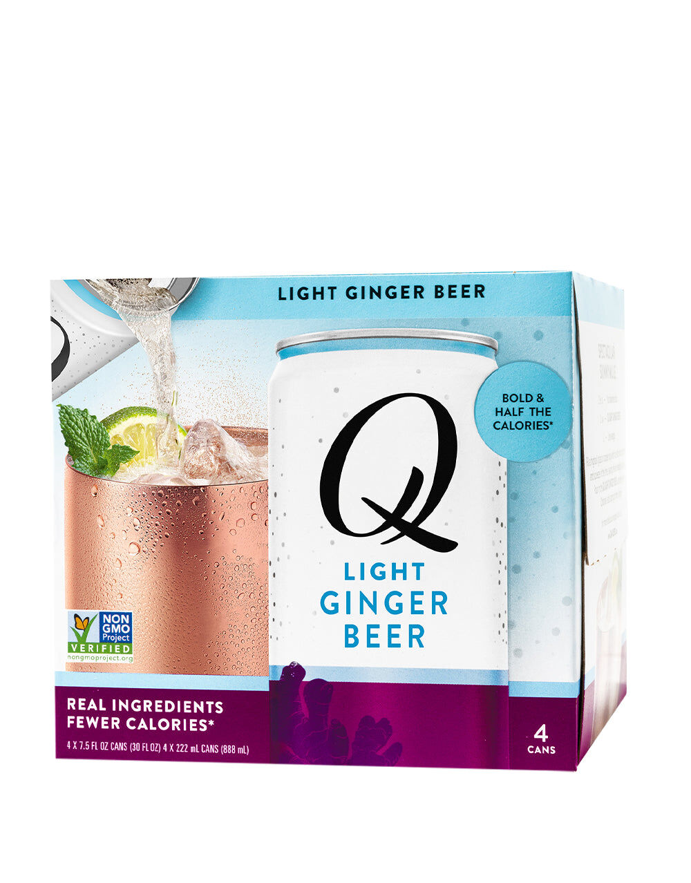 Q Light Ginger Beer 4 Pack Cans, , main_image
