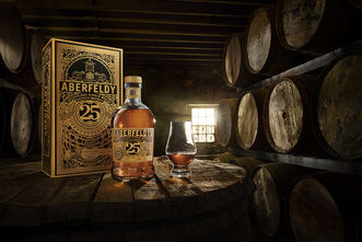 Aberfeldy 25 Year Old Single Malt Scotch Whisky 125th Anniversary Limited Edition, Sherry Cask Finish - Lifestyle