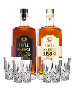 Uncle Nearest 1856 Premium Aged Whiskey & 1884 Small Batch Whiskey with 4 Markham Marquis by Waterford Double Old Fashioned Glasses, , main_image