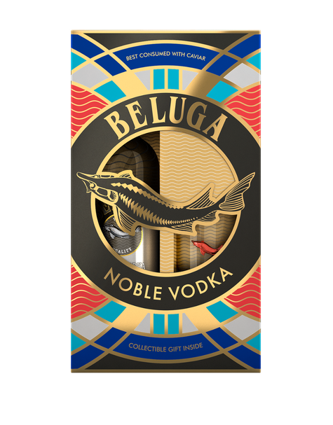 Beluga Noble Vodka and Rocks Glass with Color Fish Gift Set, , main_image